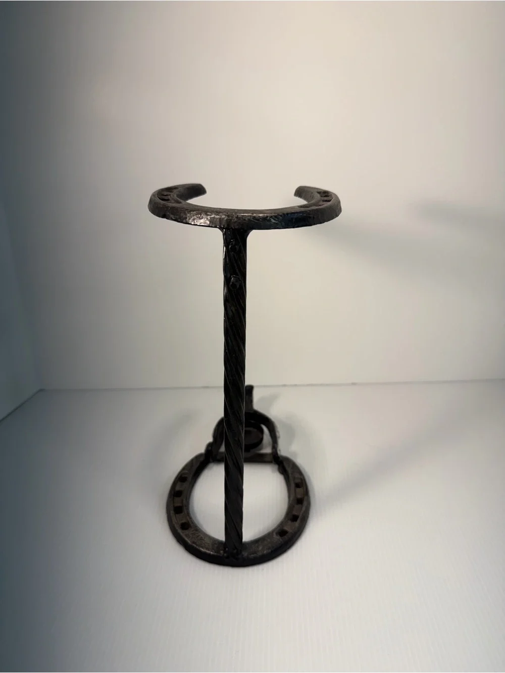 Vintage Artisan Forged Iron Horseshoe & Spur Cowboy Hat Stand